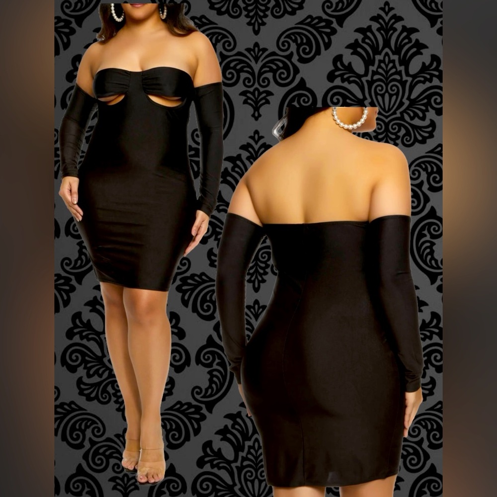 ❤️❤️
The Little Black Dress Sexy Plus Size Cut Out Off the Shoulder Mini Dress.